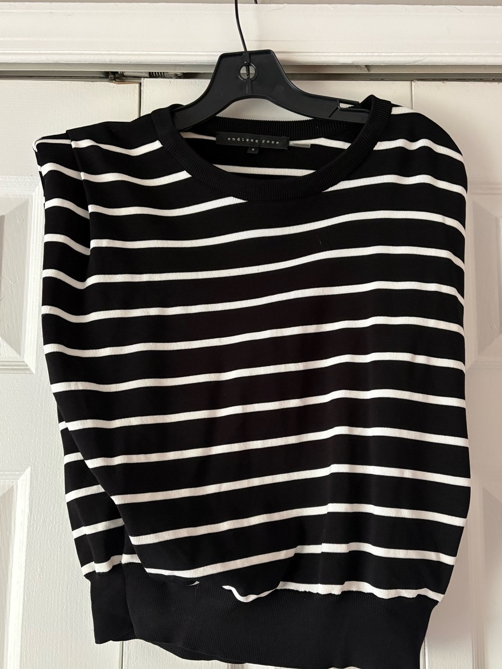 Endless Rose Black and White Striped Knit Top small